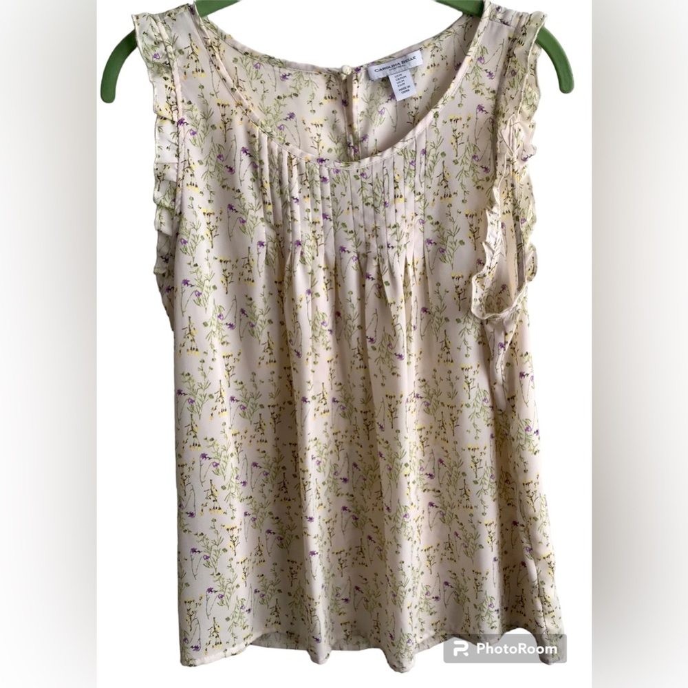 CAROLINA BELLE SLEEVELESS FLORAL BLOUSE